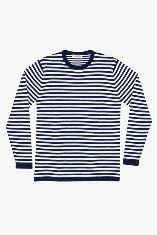 Anthony Squires Chance - Navy & Long Sleeve Knitted T-shirt (White)