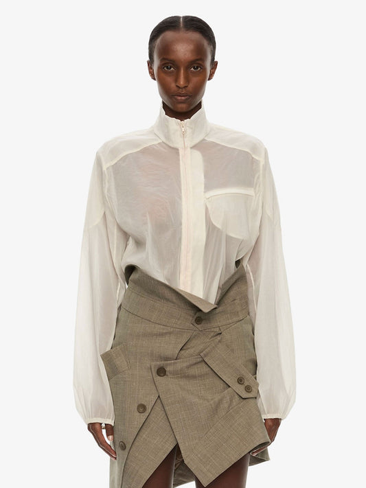 CHRISTOPHER ESBER Dannie Lucent Mottled Sheer Bomber (White)