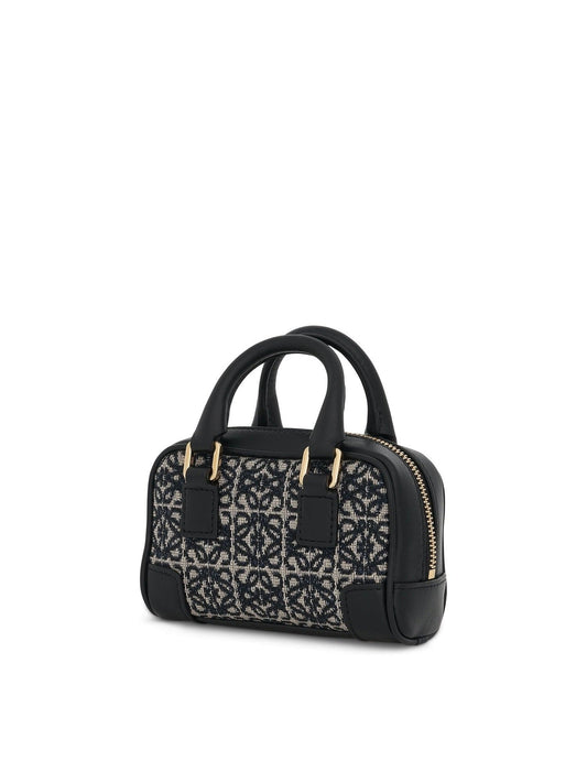 LOEWE Nano Amazona Bag (Anagram Jacquard and Calfskin in Navy)