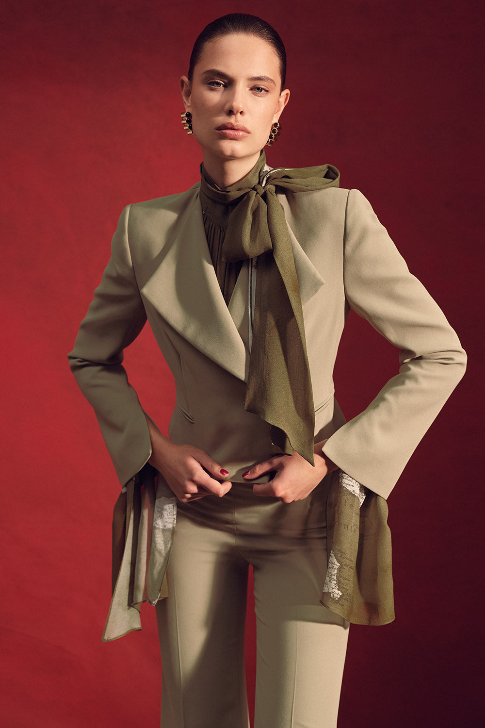 Carla Zampatti Kelp Crepe Moneta Blazer (Green)