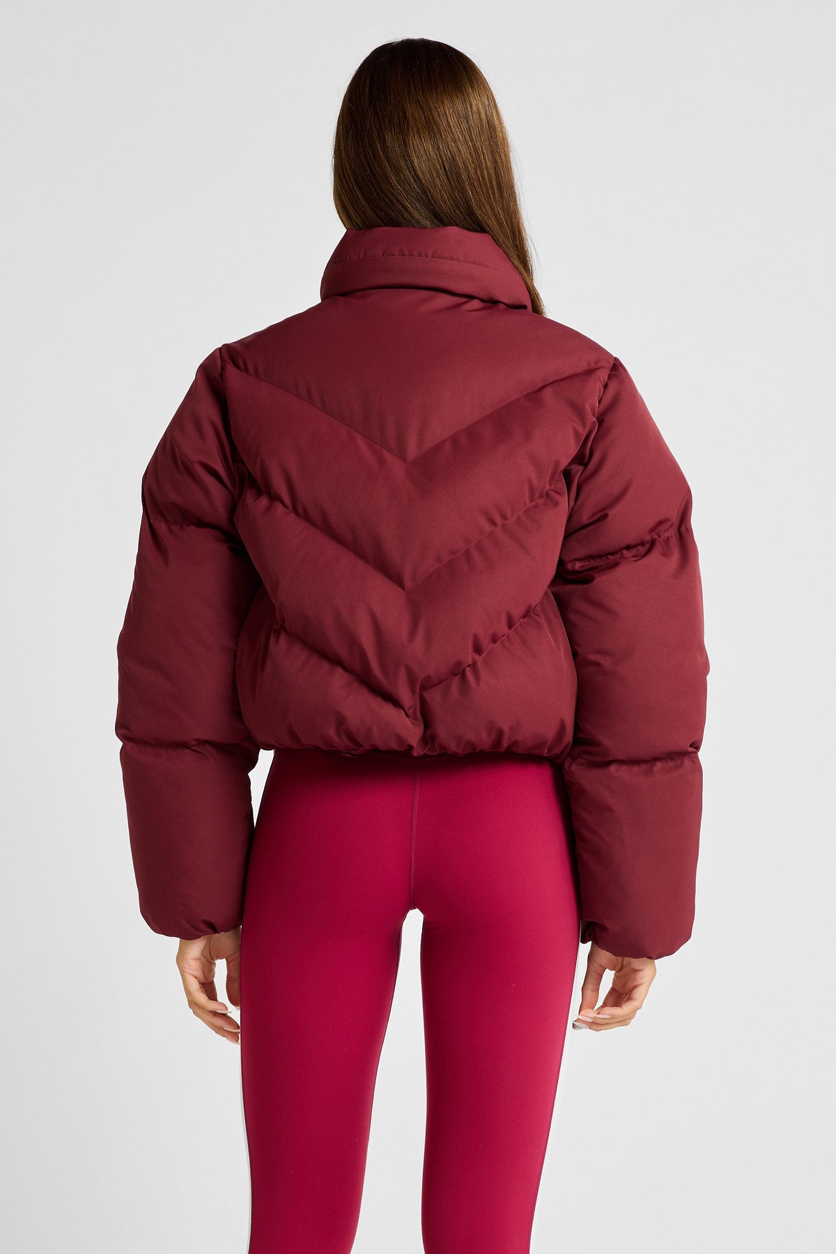 ALLFENIX Cropped Puffer Jacket (Burgundy)