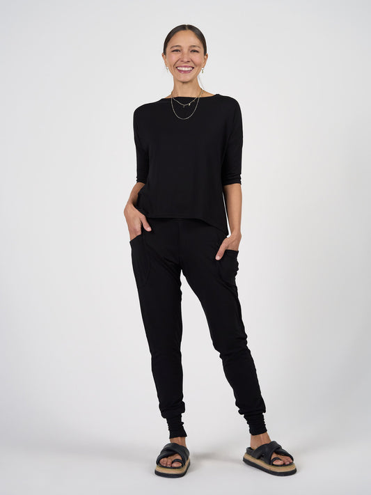 Lou Lou Gaga Bamboo Cuffed Sweat Pant (Black)