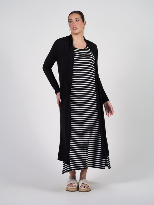 Lou Lou Bamboo Longline Pocket Cardigan (Black)