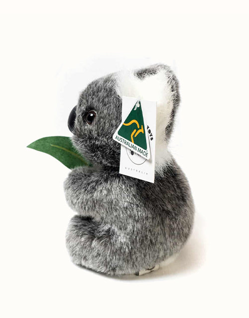 Aussie Bush Toys® Aussie Bush Koala With Gum Leaves 8" Lilly (Grey)
