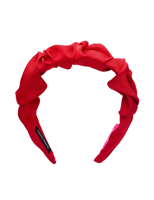 Colette Wine Red Ruffle Satin Headband (Print)