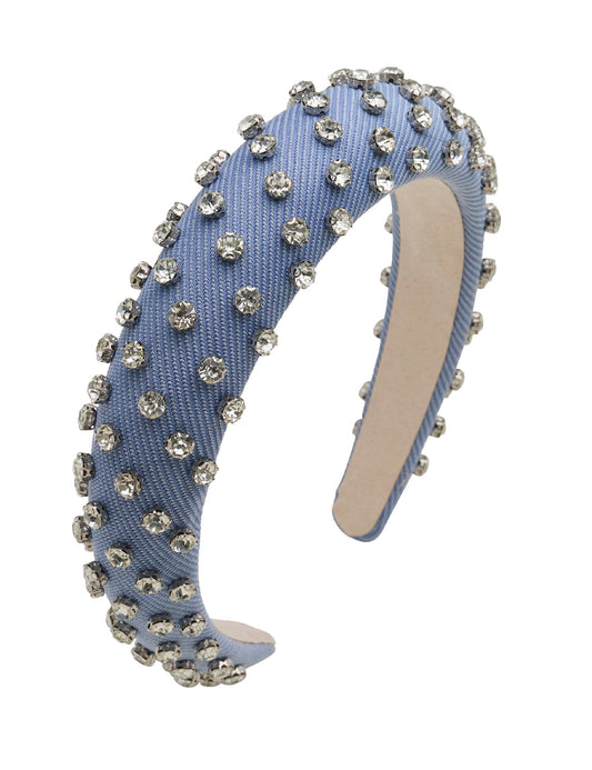 Colette Pale Blue All Over Stone Padded Headband (Print)