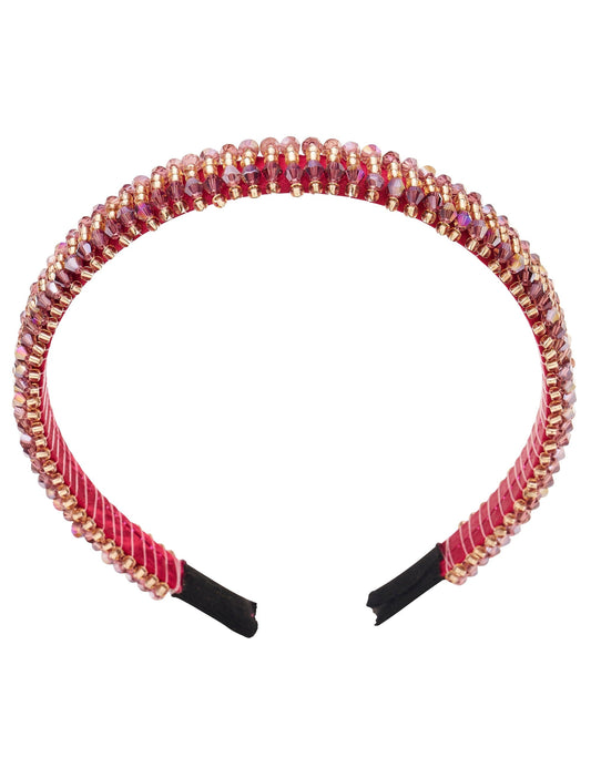 Colette Burgundy Beaded Narrow Headband (Print)