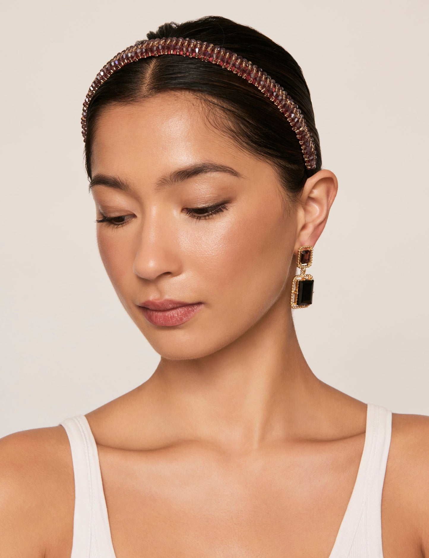 GROUP48 Burgundy Beaded Narrow Headband (Print)
