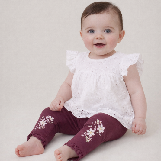 Plum Embroidered Leggings
