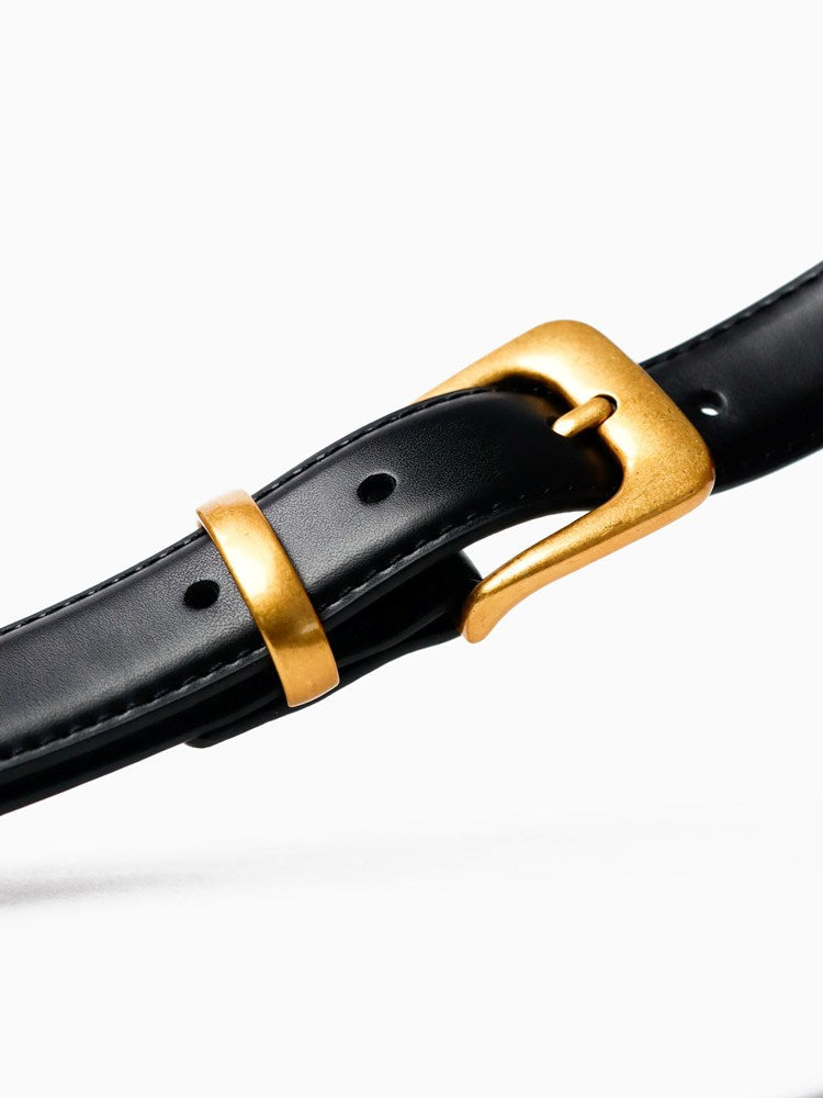 Sass Clothing Greta Thin Genuine Leather Belt (Black)