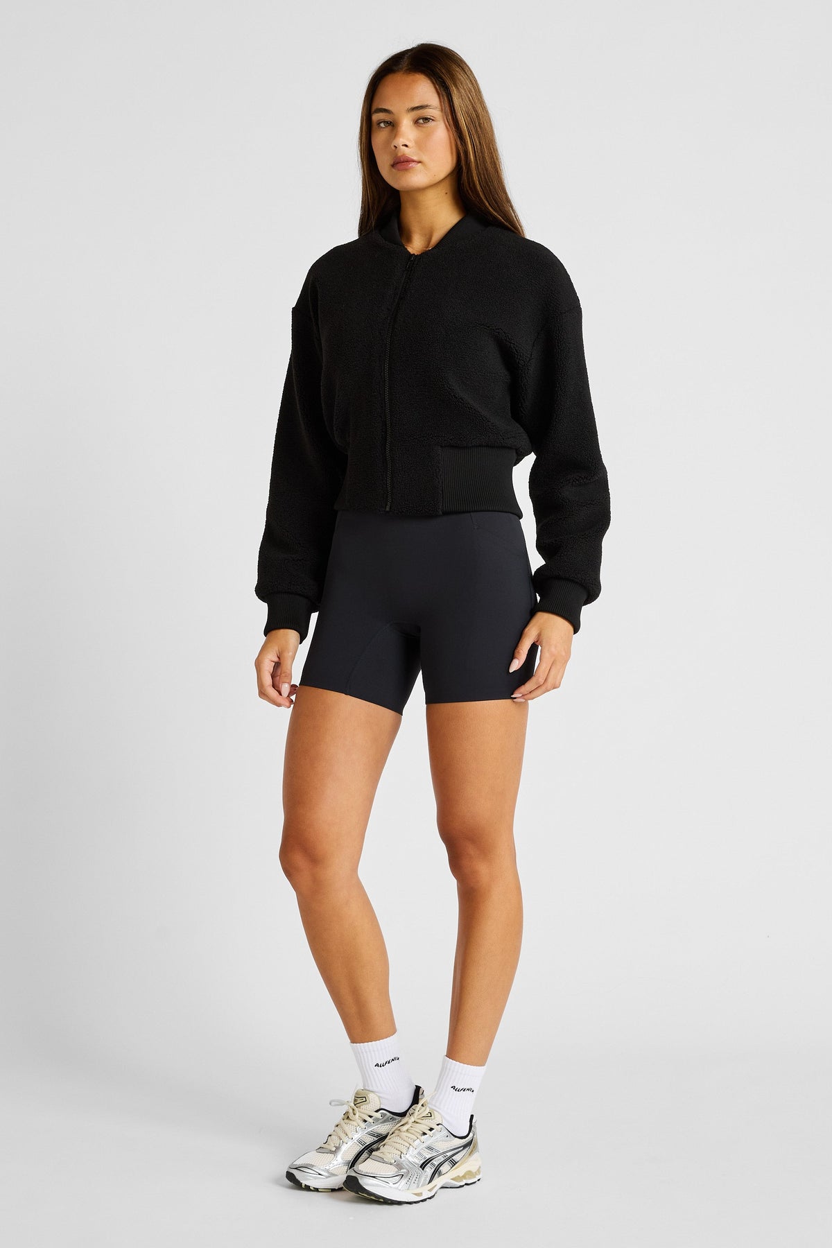 Sherpa Fleece Cropped Jacket (Black)
