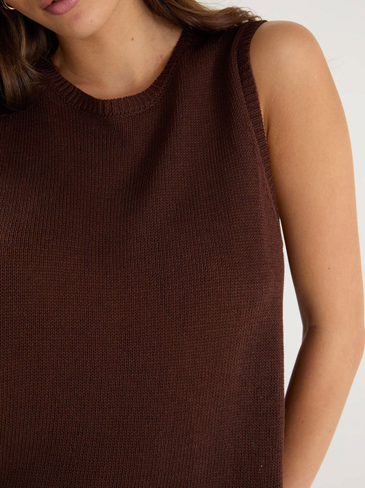 Among The Brave Salute Knit Tank Top (Chocolate)