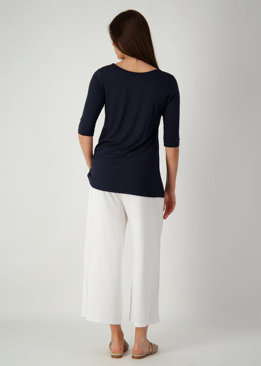 Lou Lou Aretha 3/4 Sleeve Bamboo Top (Navy)