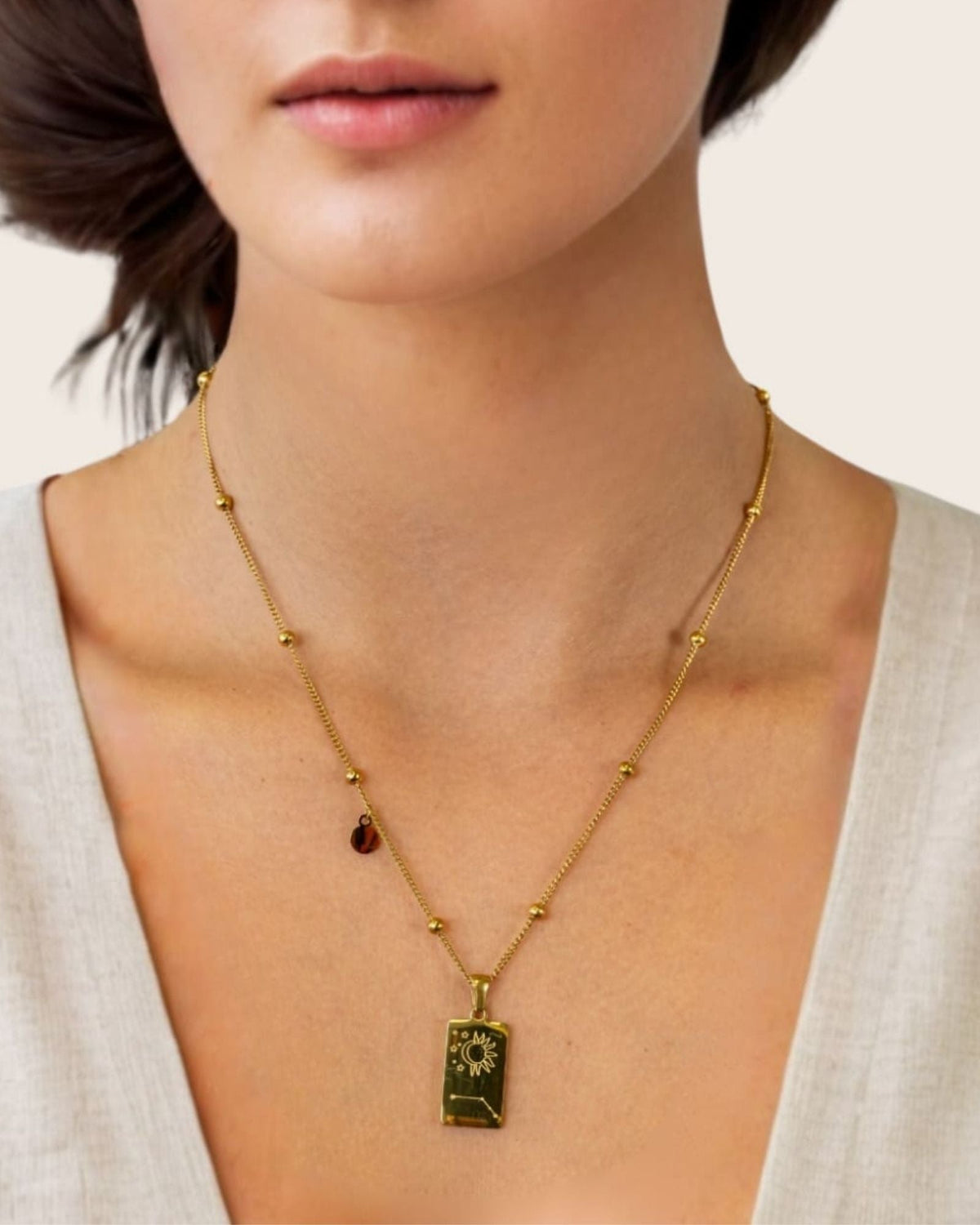 LAVANA Aries Gold Zodiac Tag Necklace