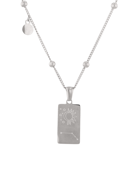 LAVANA Aries Silver Zodiac Tag Necklace