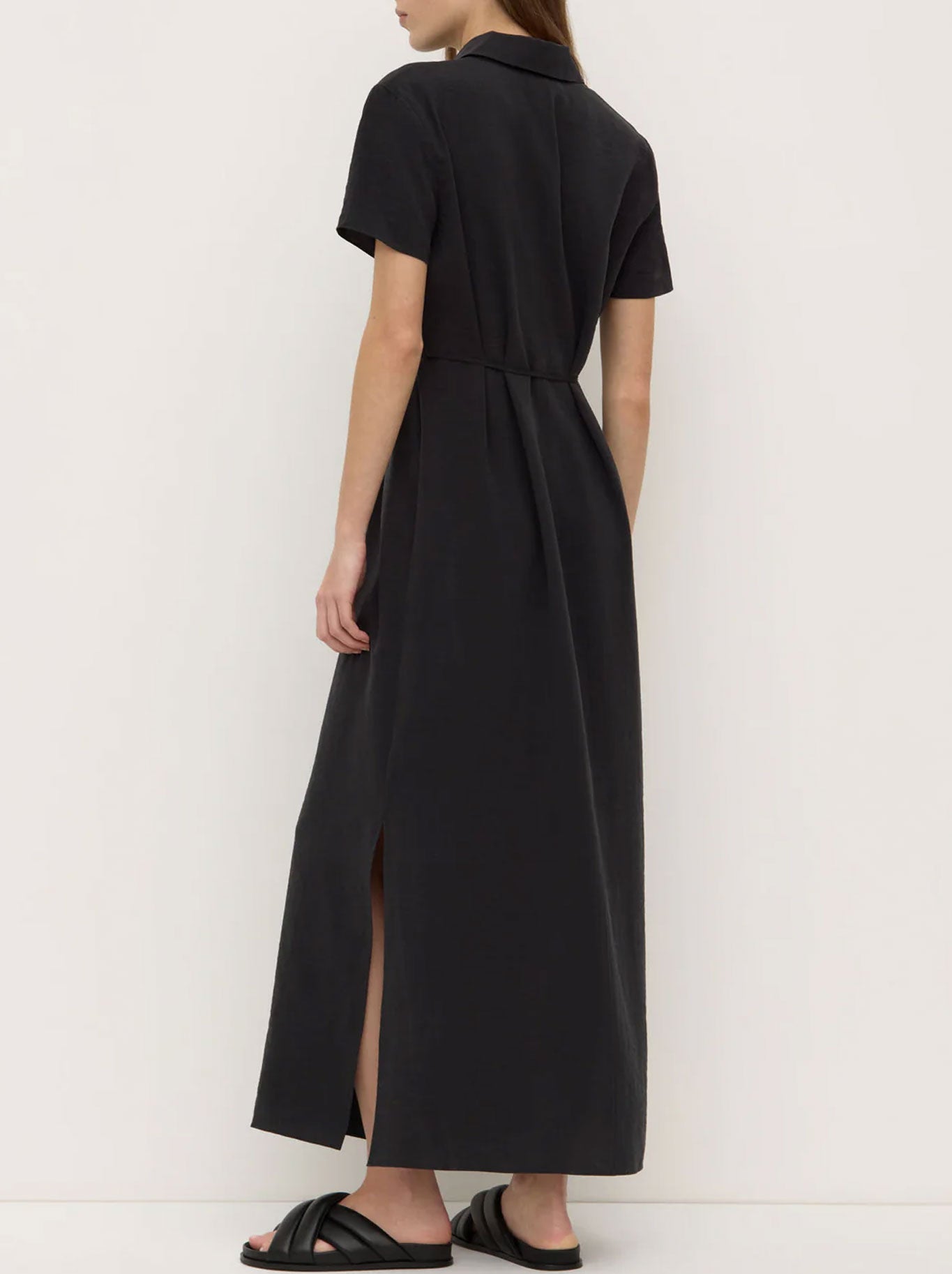 ASSEMBLY LABEL HEATHER SILK BLEND SHIRT DRESS (Black)