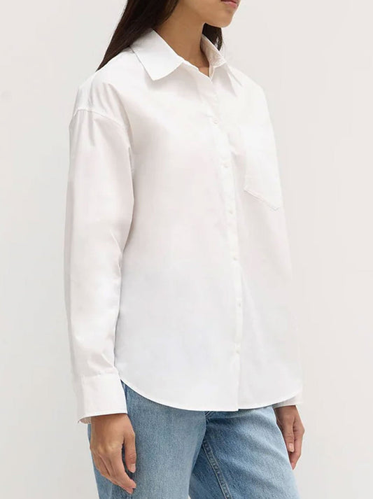 ASSEMBLY LABEL MOLLY POPLIN LONG SLEEVE SHIRT (White)