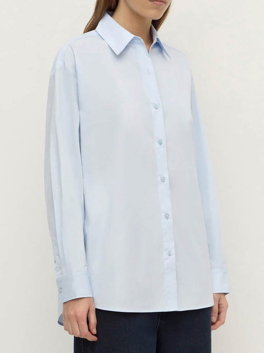 ASSEMBLY LABEL MICHA POPLIN LONG SLEEVE SHIRT (Powder Blue Grey)