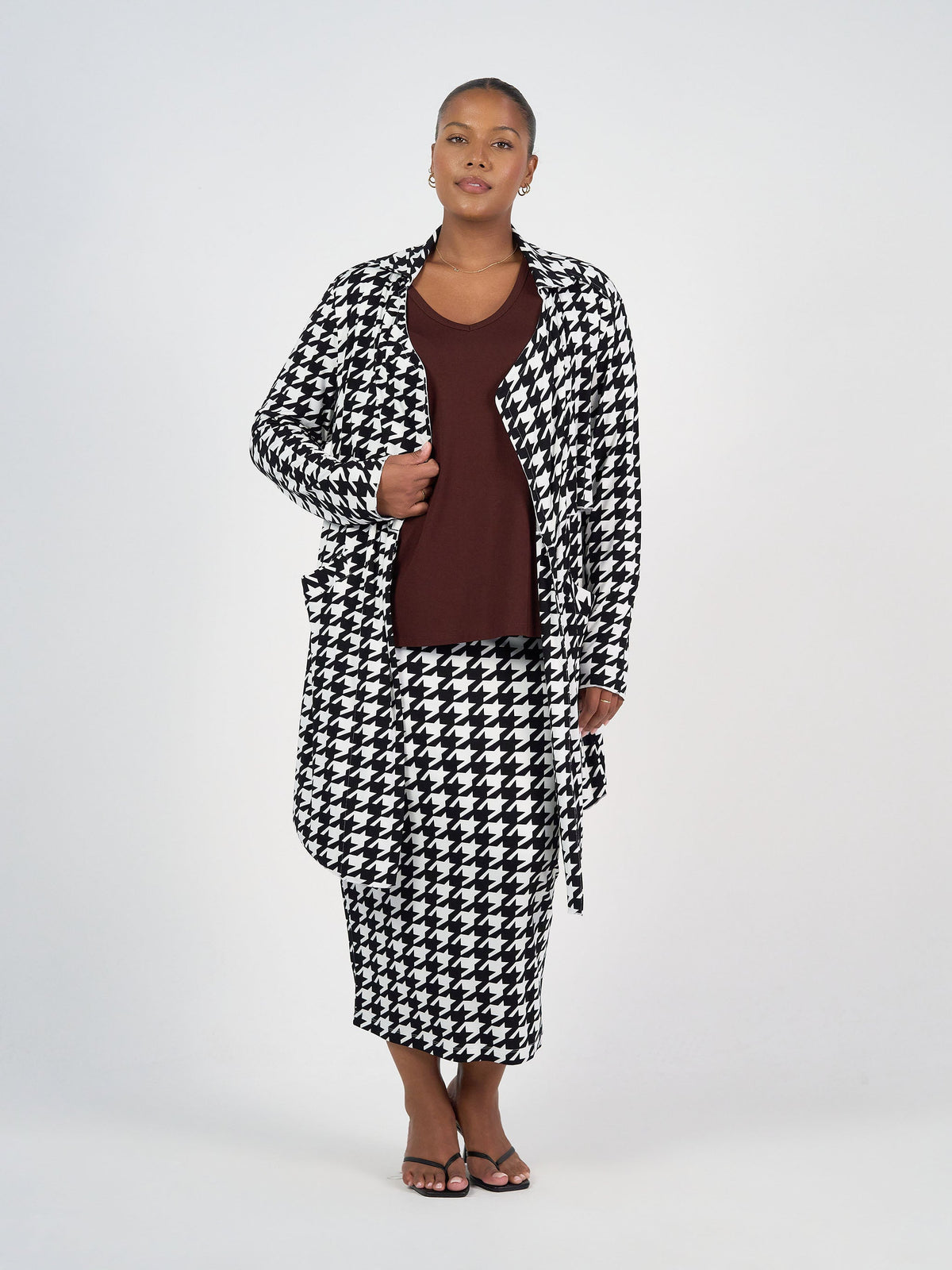 Lou Lou Avril Bamboo Trench Coat Houndstooth (Houndstoth)