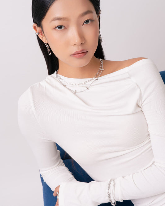 LAVANA Axis Bar Silver Chain Necklace