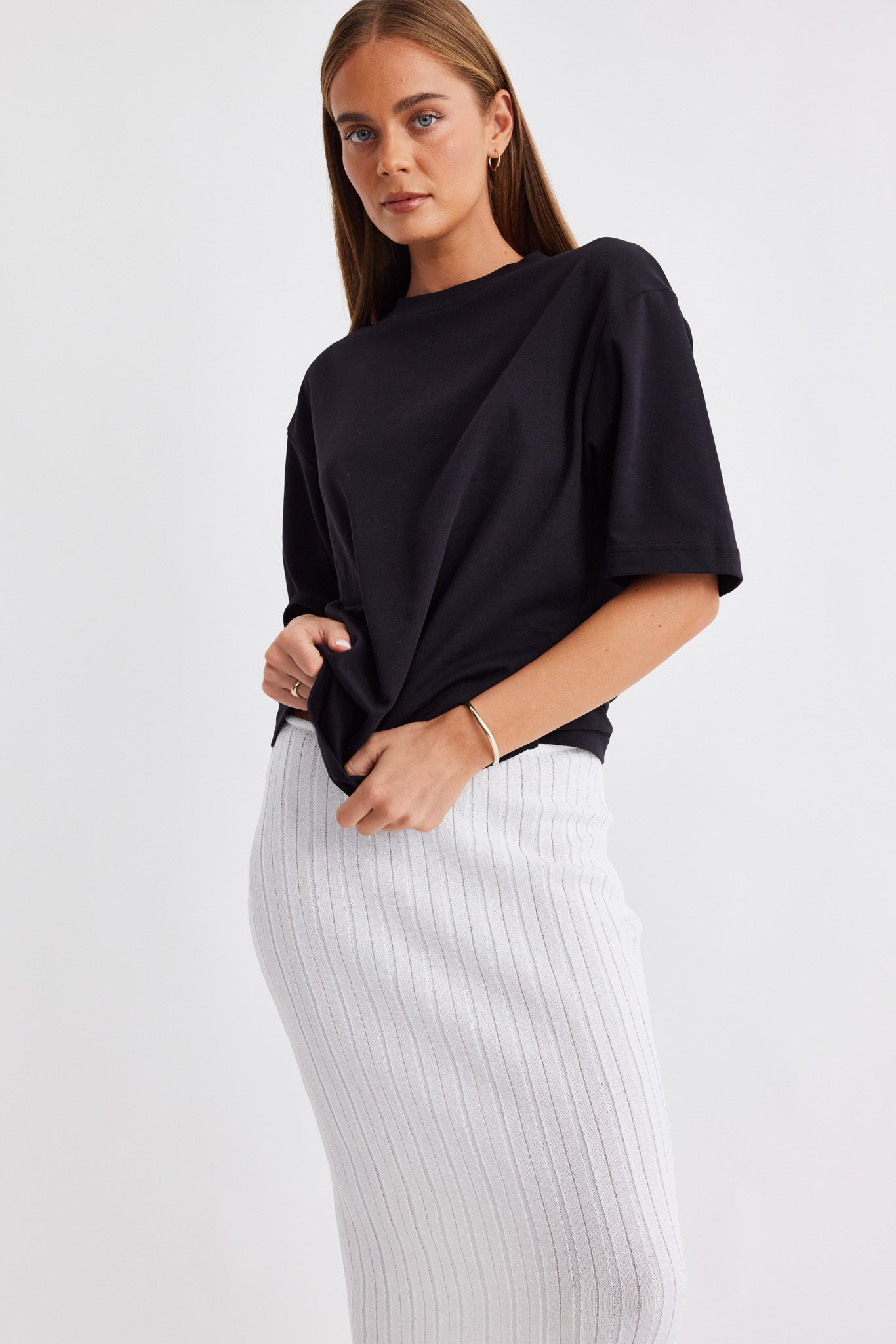 SNDYS BAHA RIBBED SKIRT (White)