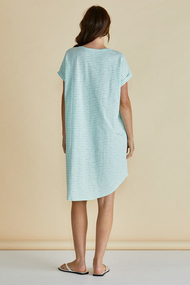 Betty Basics Maxine T-Shirt Dress (Green Stripe)