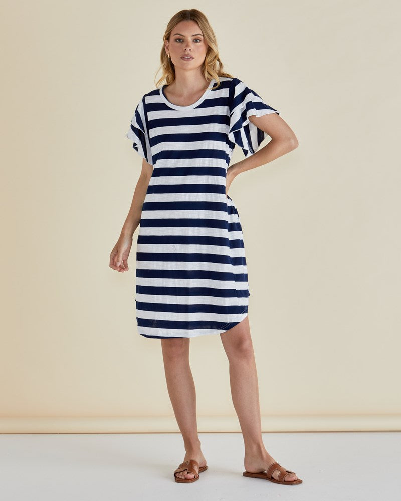Betty Basics Sydney Tee Dress (Blue Stripe)