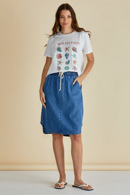 Betty Basics Ellia Crew Tee (Bom Dia Paria Print)