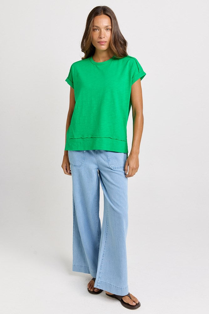Betty Basics Shirley Cotton Slub Tee (Green)
