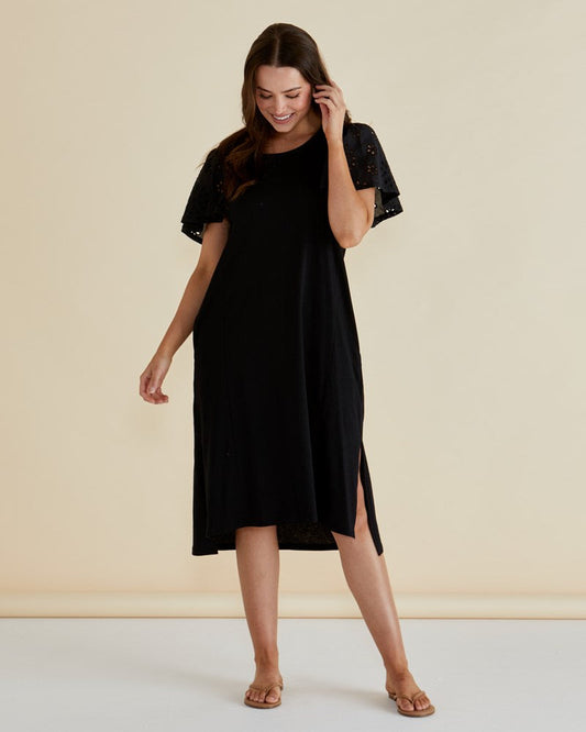 Betty Basics Sawyer Embroidered Dress (Black)
