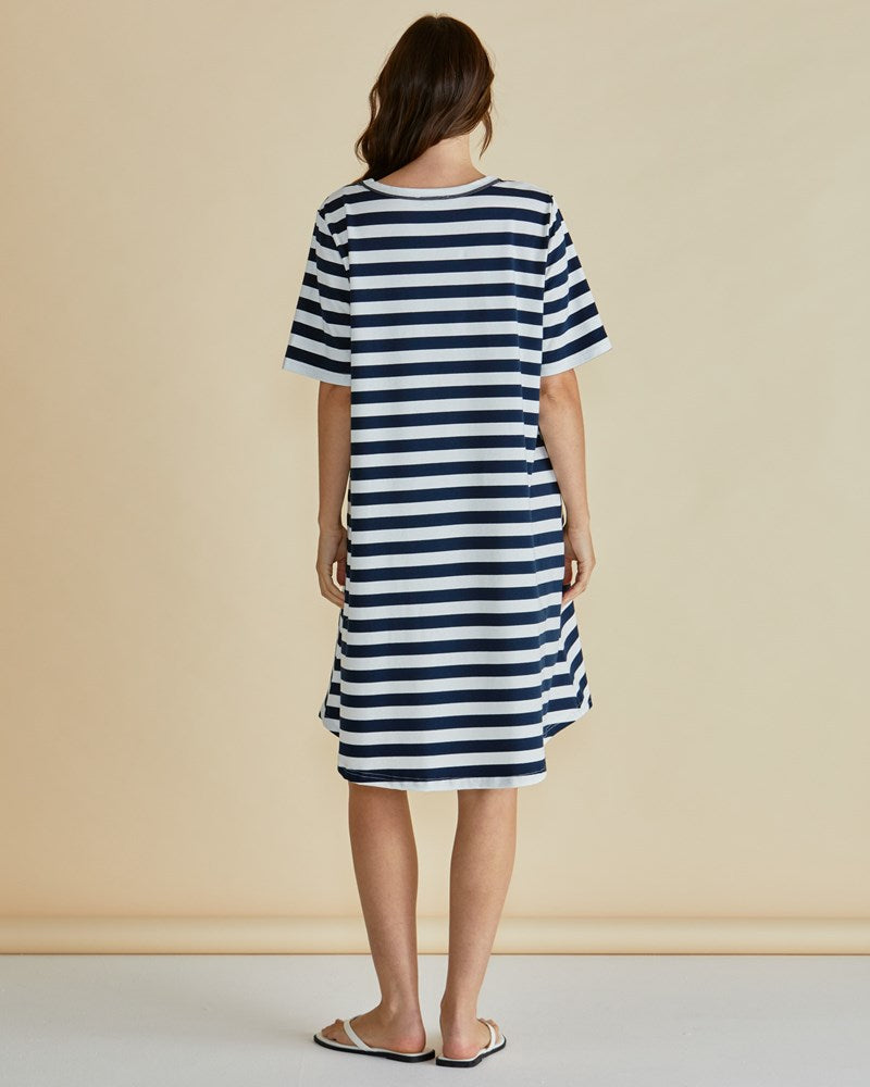 Betty Basics Eloise T-Shirt Dress (Navy Stripe)