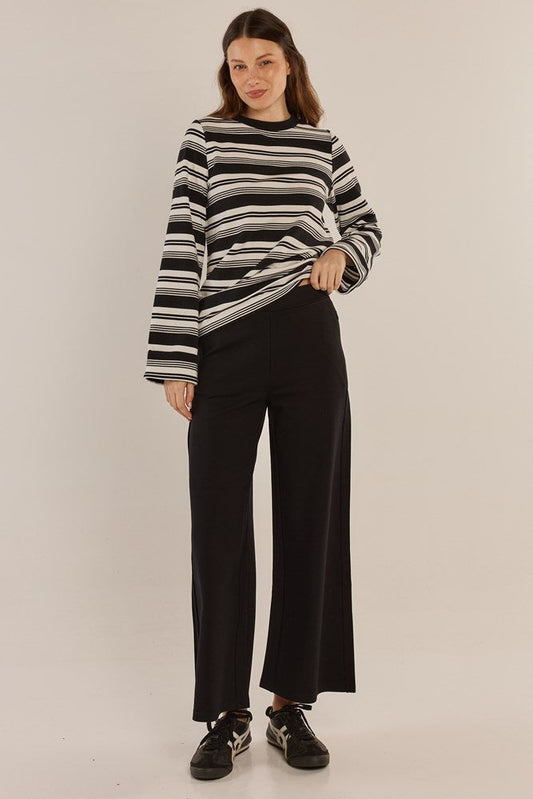 Betty Basics Arden Top (Black/White Stripe)