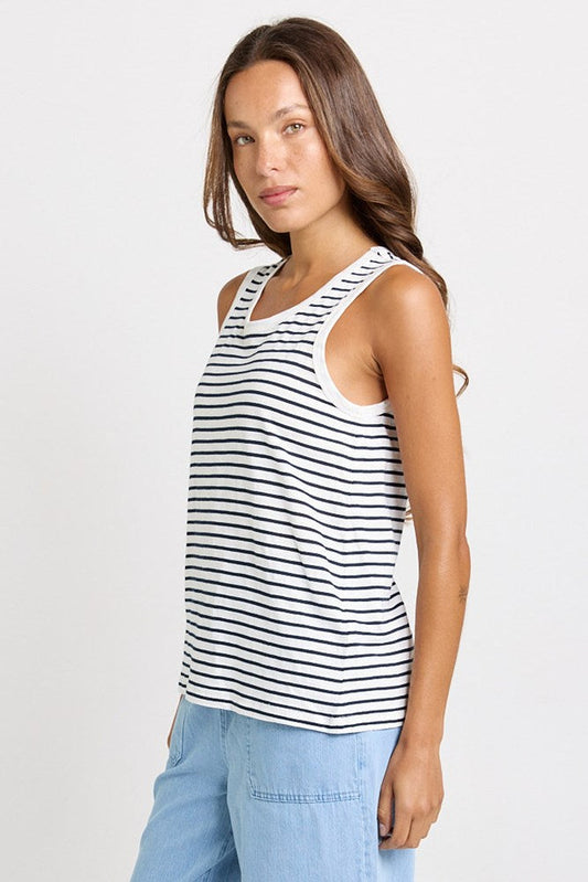 Betty Basics Rory Cotton Slub Tank (White/Navy Stripe)