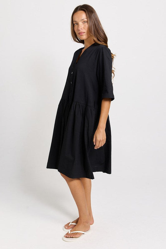Betty Basics Jax Cotton Jersey Midi Dress (Black)