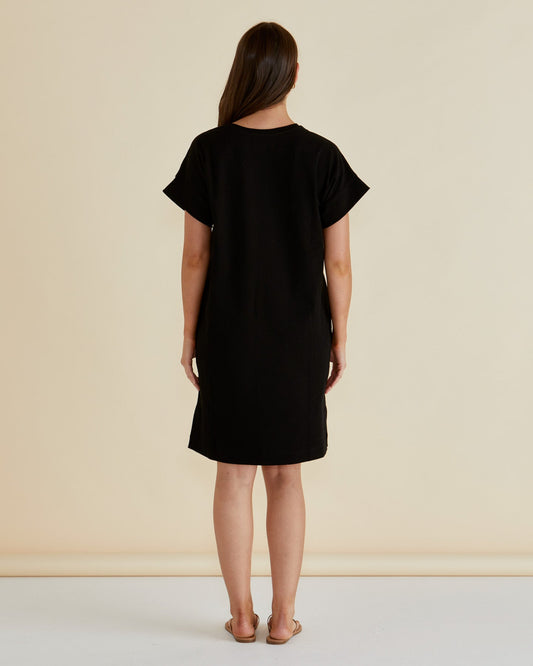 Betty Basics Elise V-Neck Rib Dress (Black)