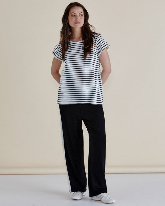 Betty Basics Caia Crew Tee (Black Stripe)