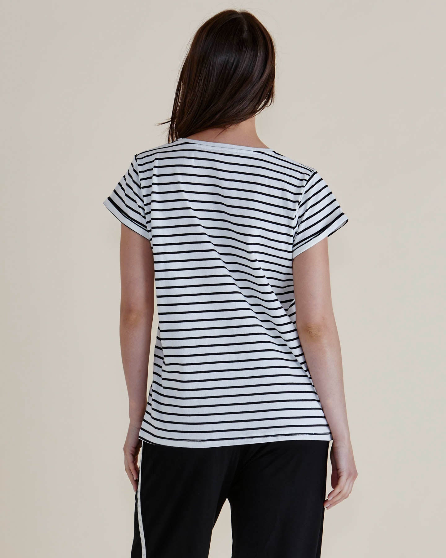 Betty Basics Caia Crew Tee (Black Stripe)