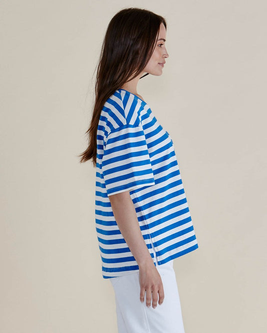 Betty Basics Relax Boxy Tee (Azure Blue Stripe)