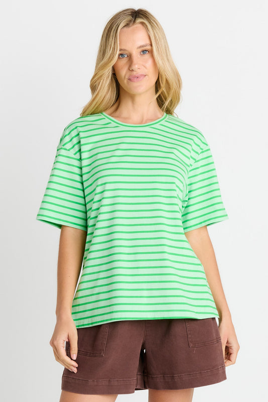 Betty Basics Relax Boxy Tee (Green Stripe)
