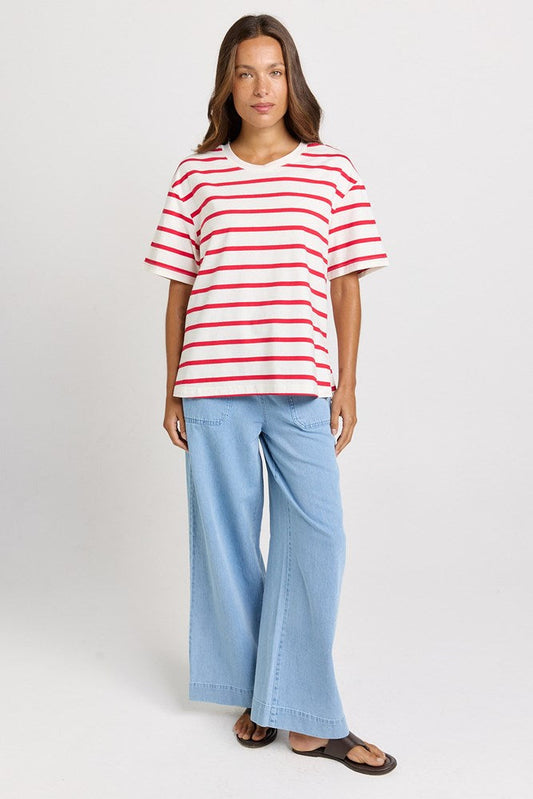 Betty Basics Relax Boxy Tee (Red/White Stripe)