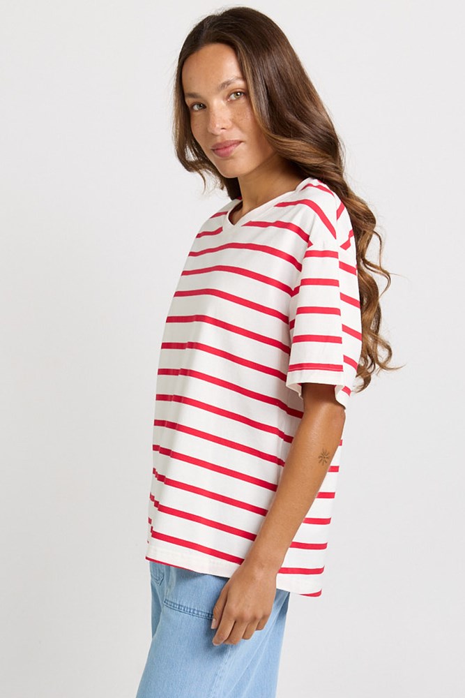 Betty Basics Relax Boxy Tee (Red/White Stripe)