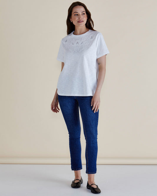 Betty Basics Arabella Lace Tee (White)