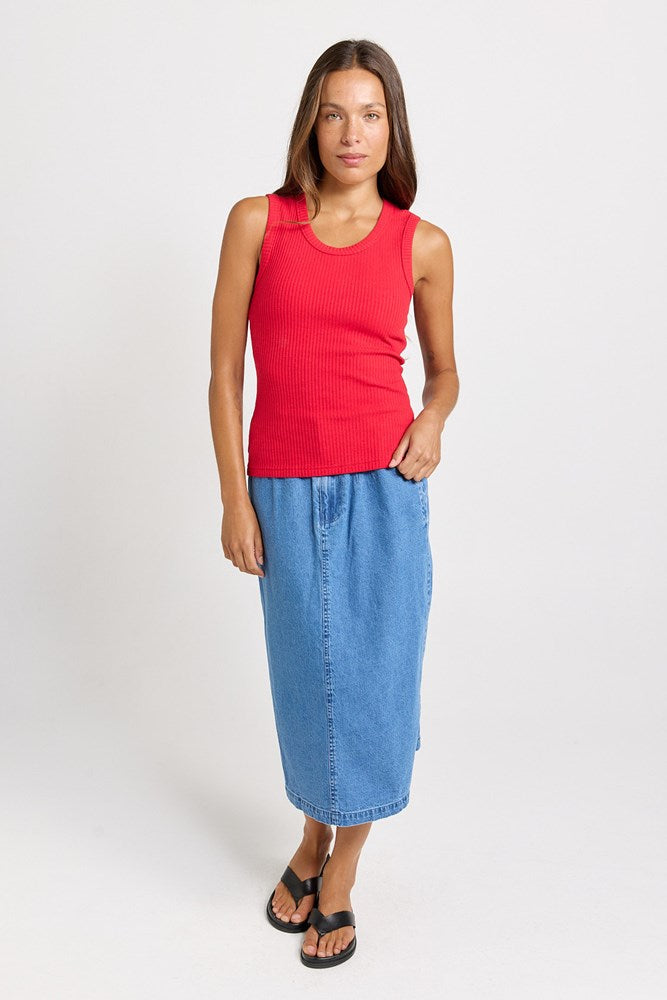 Betty Basics Francis Rib Tank (Red)