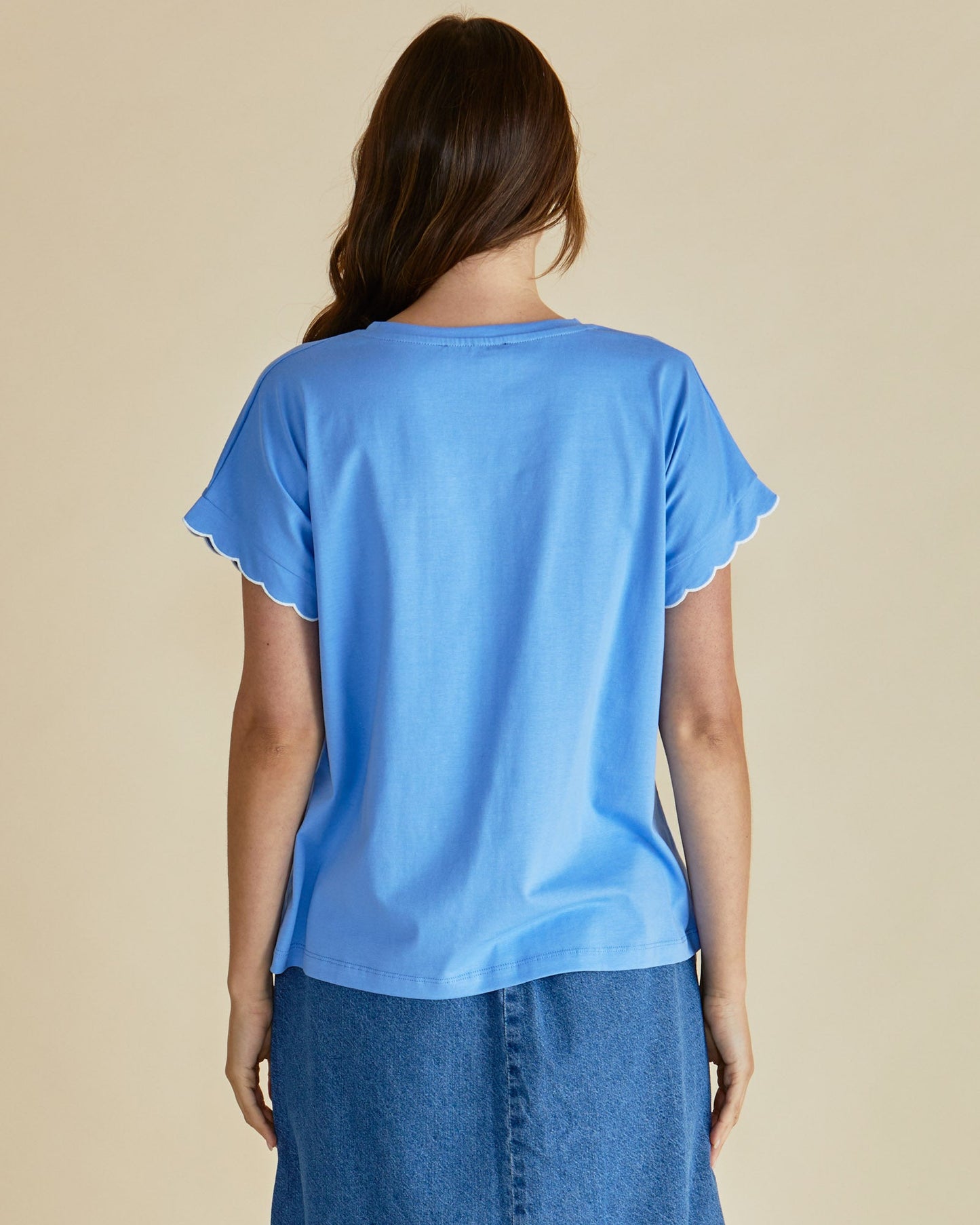Betty Basics Sloane Scallop Tee (Cornflour Blue)