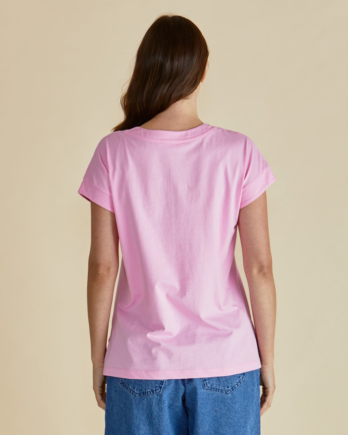 Betty Basics Tracy V-Neck Tee (Pink)
