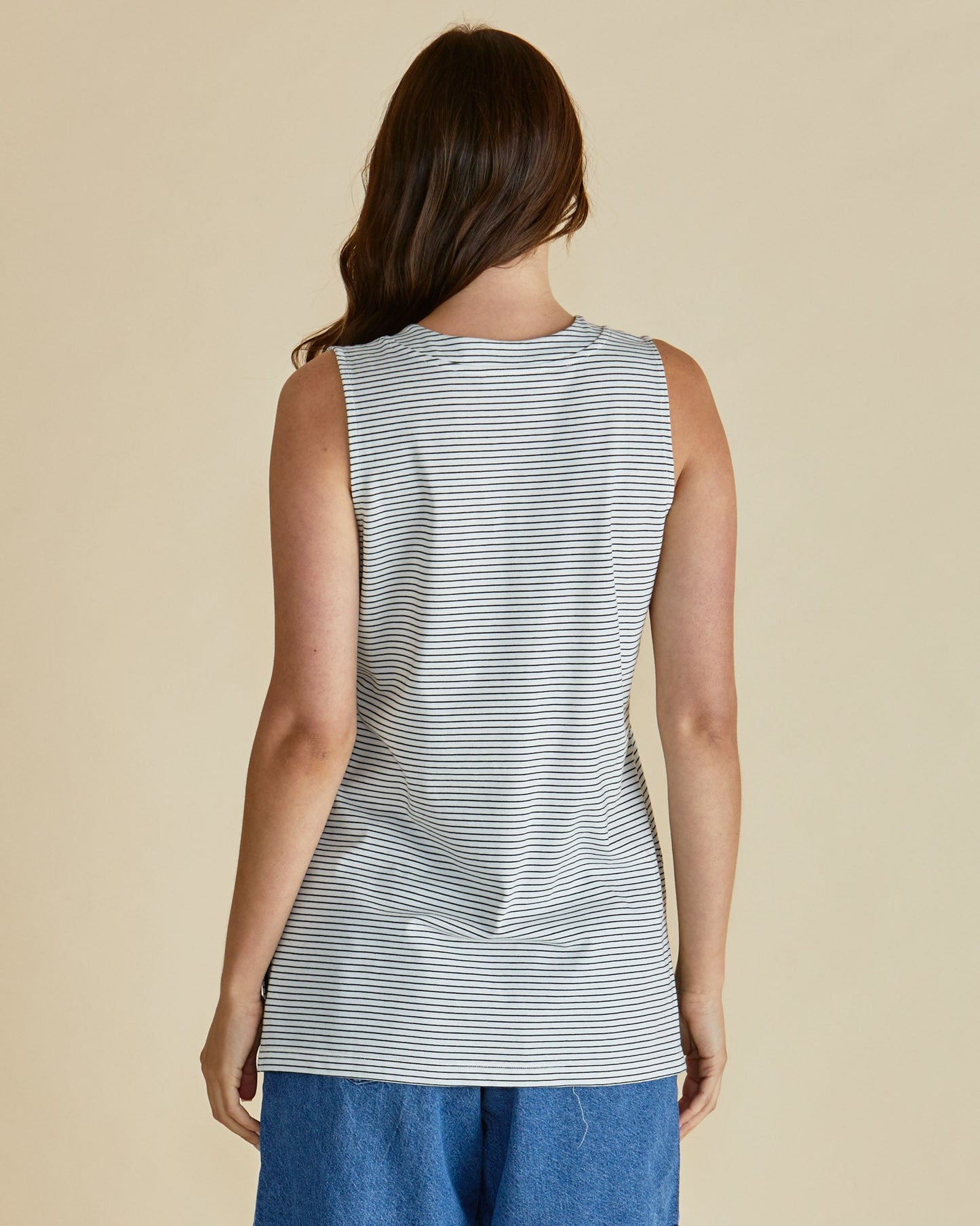 Betty Basics Trinity V-Neck Tank (Black/White Stripe)