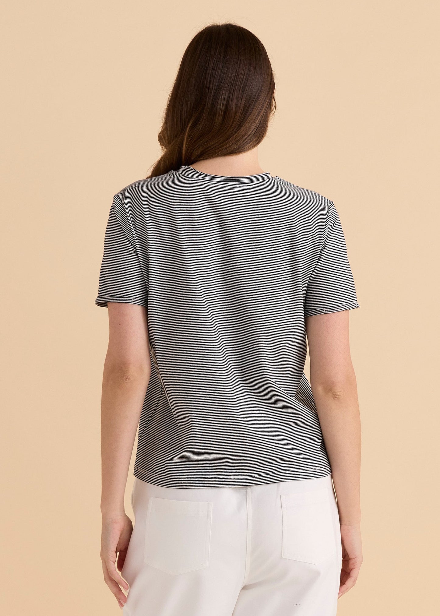 Betty Basics Cotton Slim Fit Tee (Black Stripe)