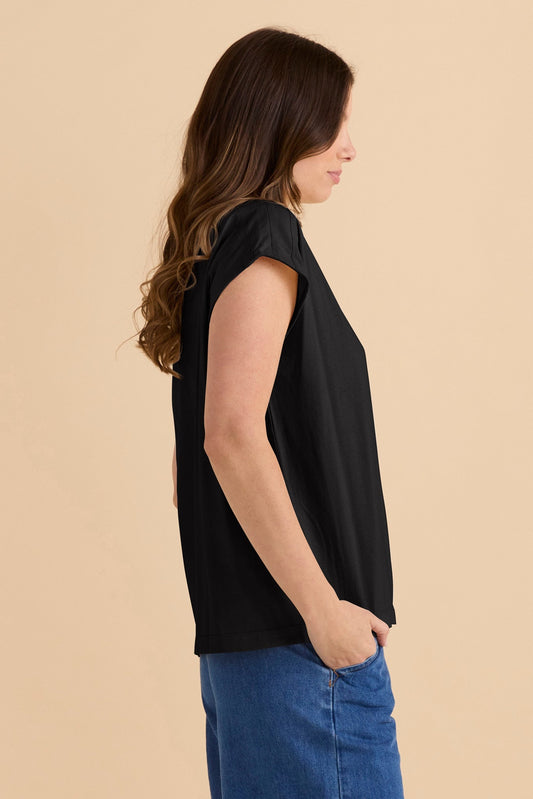 Betty Basics Beth Boatneck Tee (Black)