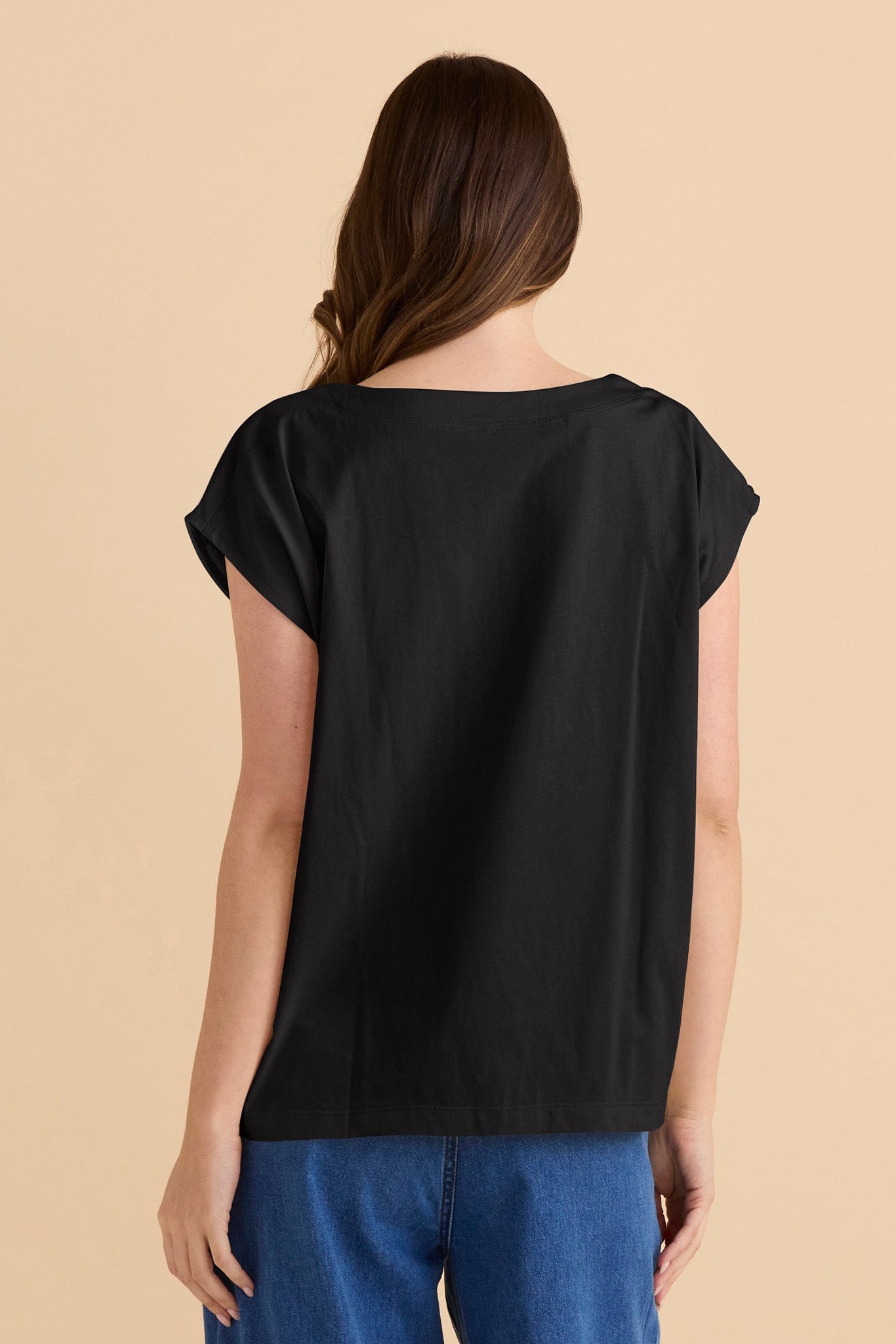 Betty Basics Beth Boatneck Tee (Black)