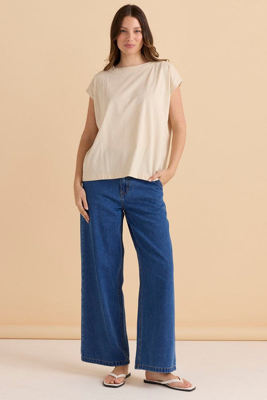 Betty Basics Beth Boatneck Tee (Pebble)